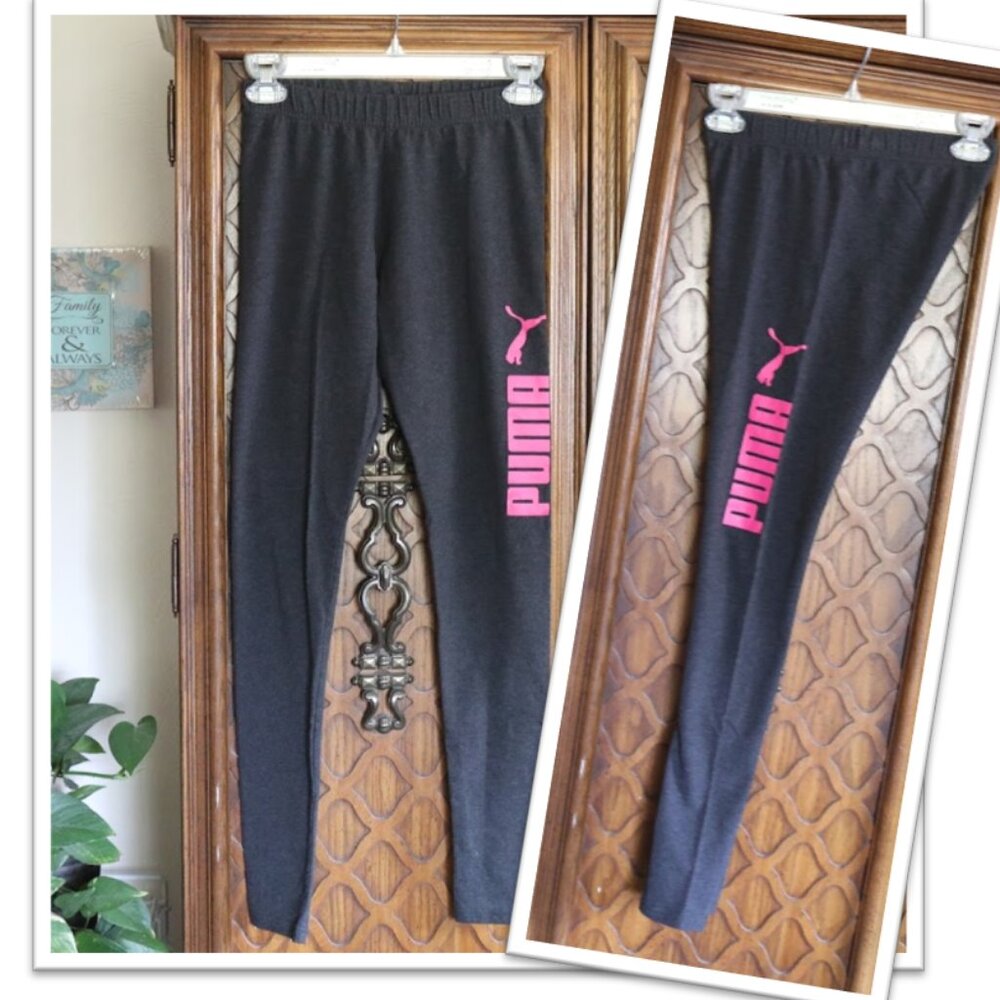 PUMA Essentials Graphic Logo Training Leggings NWOT! - Black/Pink, Size XS